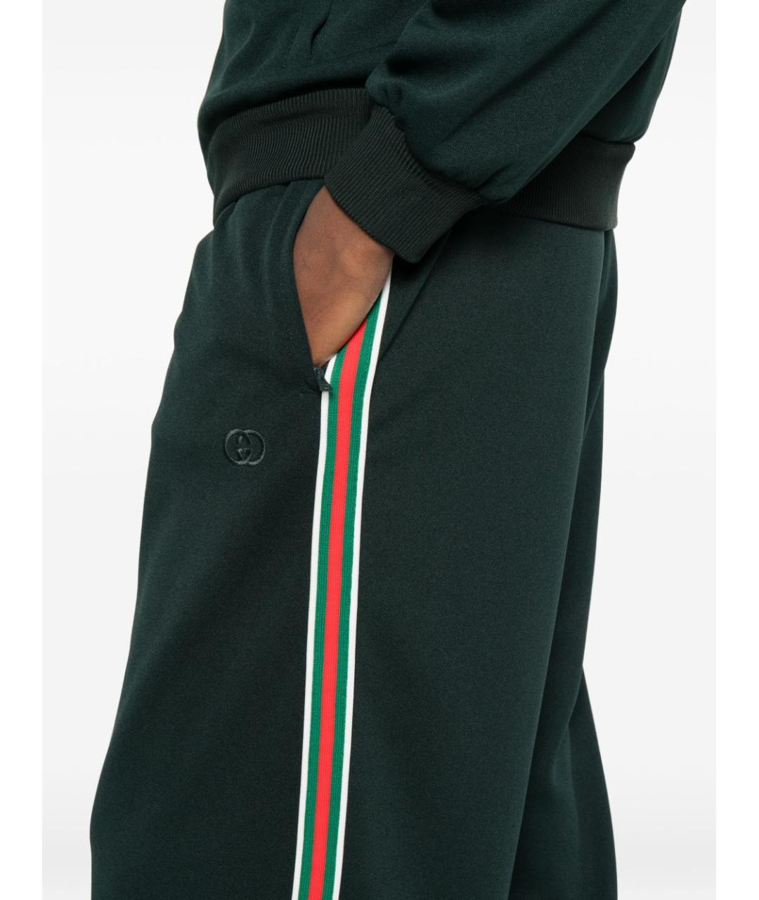 GUCCI Зеленые полиэстеровые спортивные брюки и шорты, фото 2