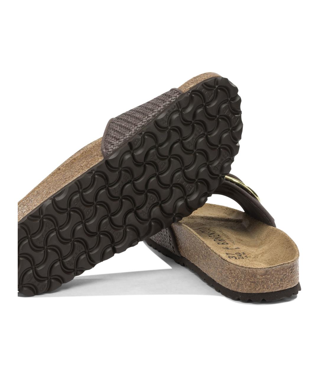 BIRKENSTOCK Коричневые текстильные шлепанцы, фото 5