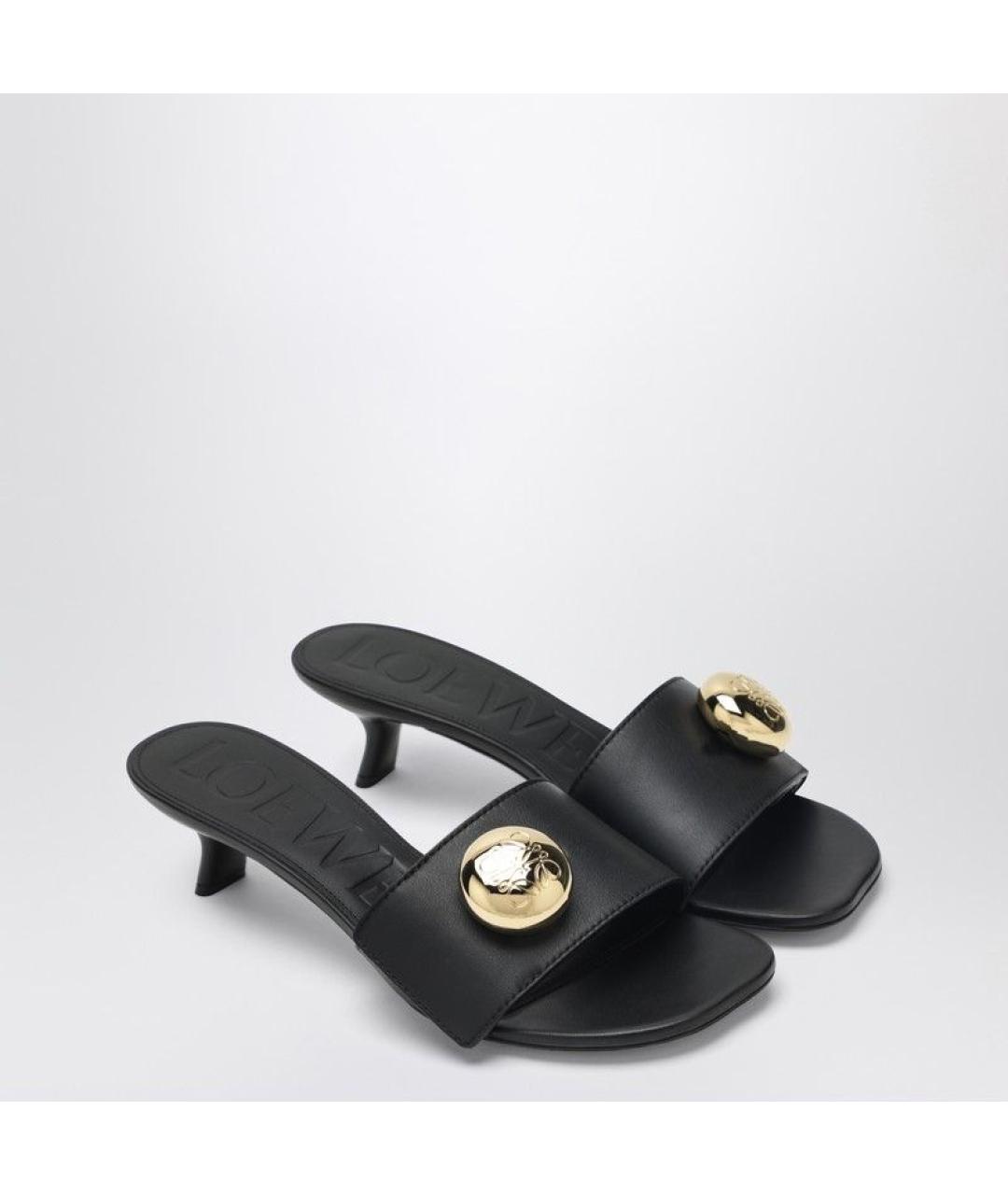 LOEWE Черные кожаные сандалии, фото 2