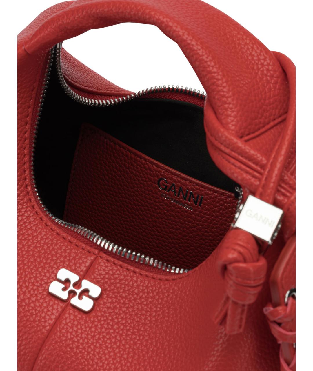 GANNI Красная сумка с короткими ручками из искусственной кожи, фото 5