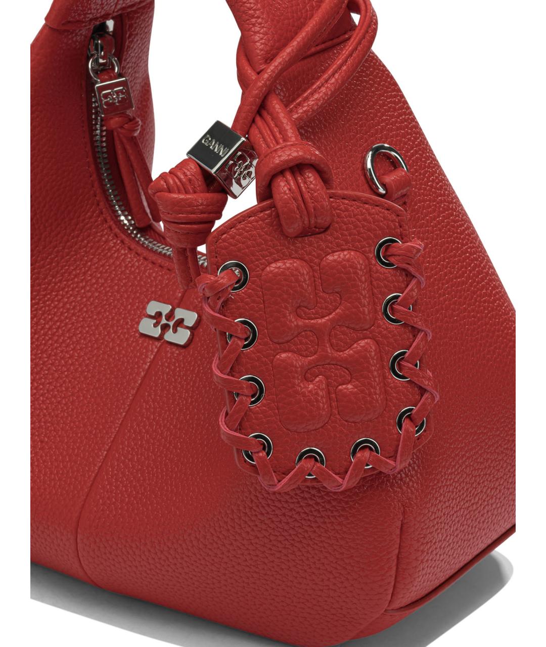 GANNI Красная сумка с короткими ручками из искусственной кожи, фото 4