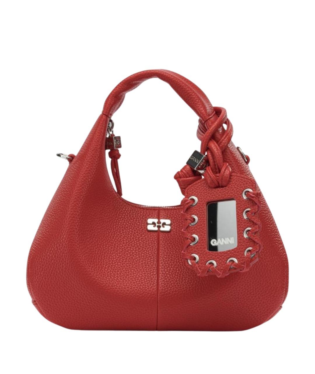 GANNI Красная сумка с короткими ручками из искусственной кожи, фото 1