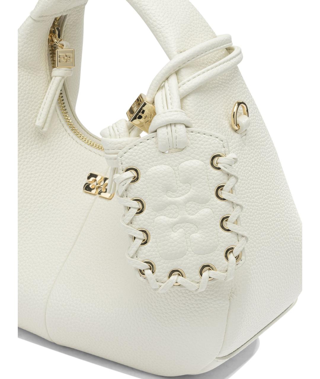 GANNI Белая сумка с короткими ручками из искусственной кожи, фото 4