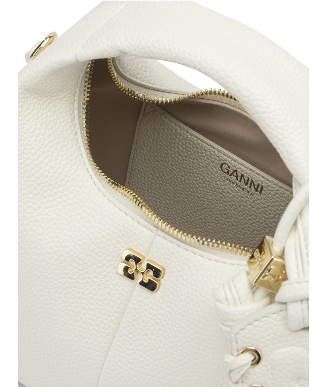 GANNI Белая сумка с короткими ручками из искусственной кожи, фото 5