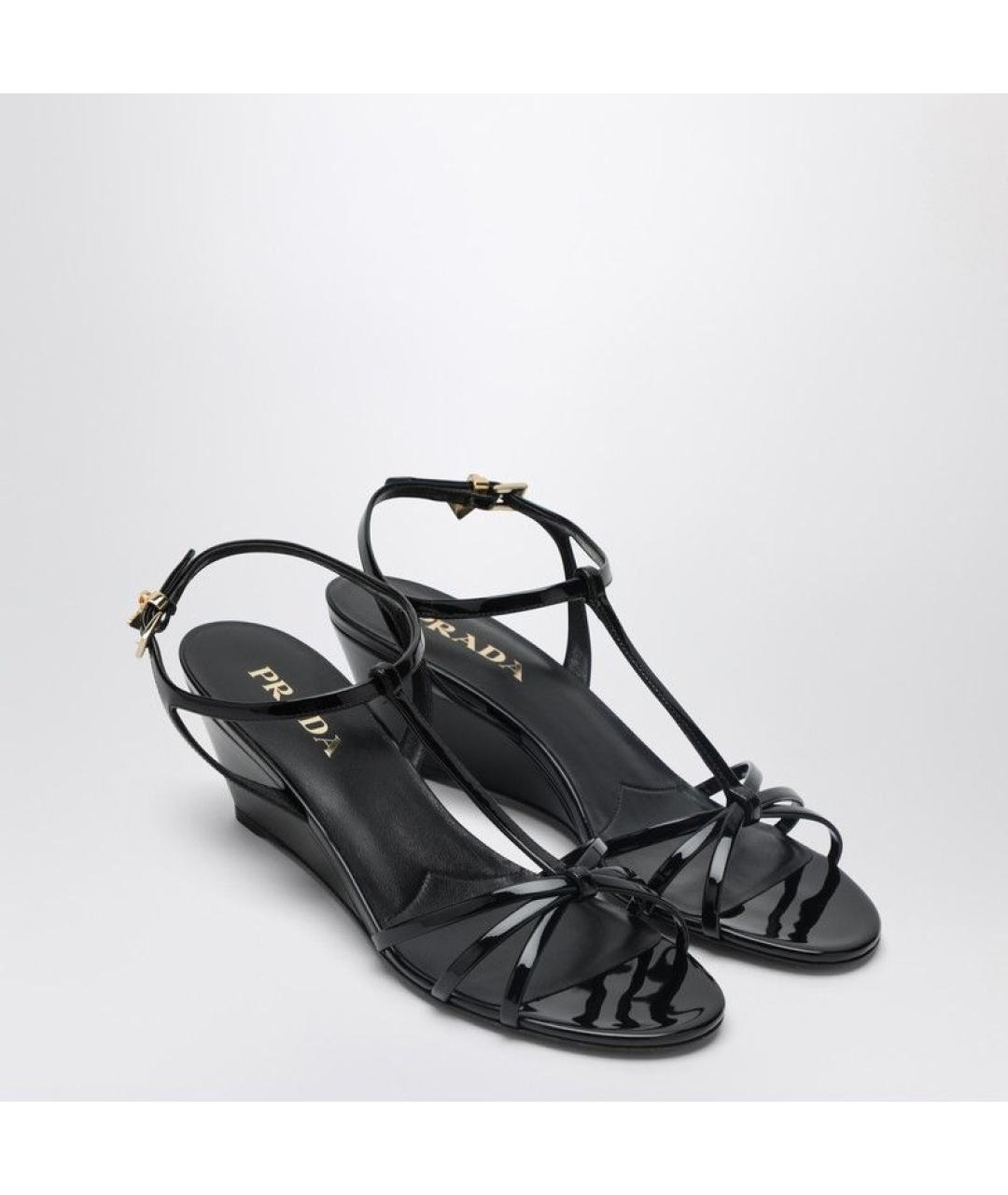 PRADA Черные кожаные сандалии, фото 2