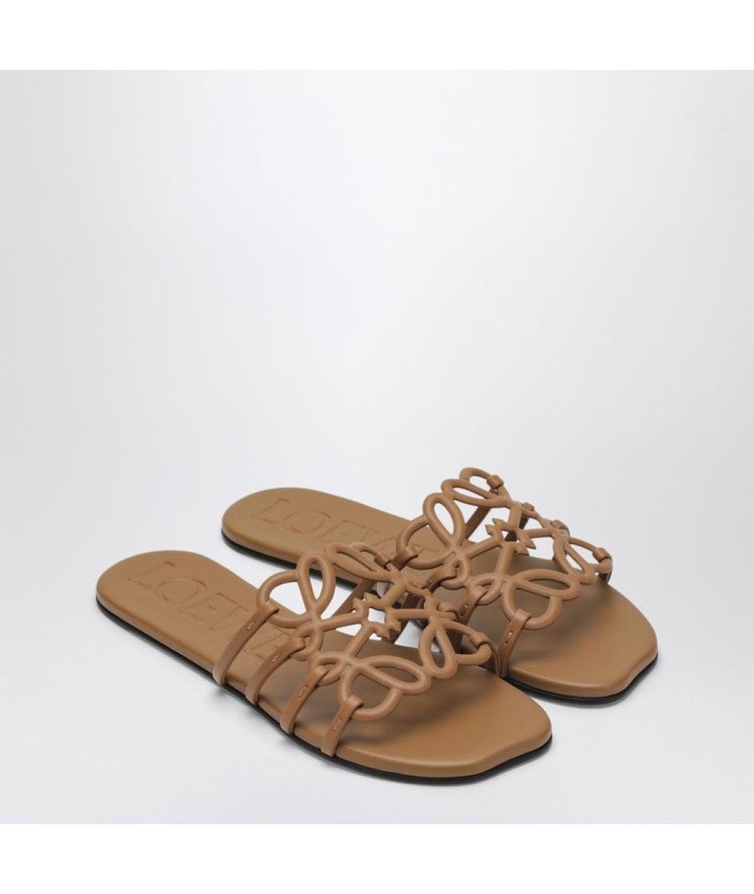 LOEWE Бежевые кожаные сандалии, фото 2