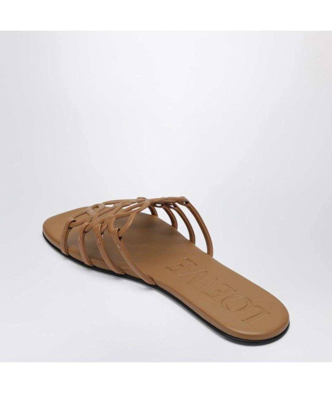 LOEWE Бежевые кожаные сандалии, фото 3