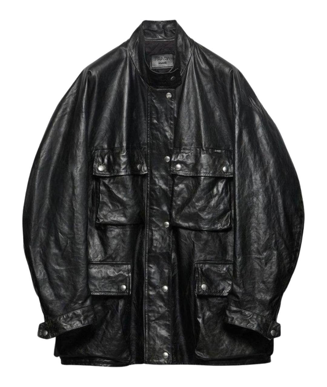 PRADA Черная кожаная куртка, фото 1