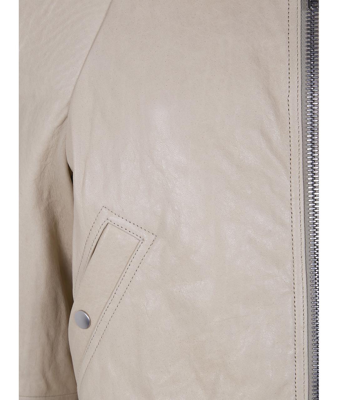 RICK OWENS Бежевая кожаная куртка, фото 3