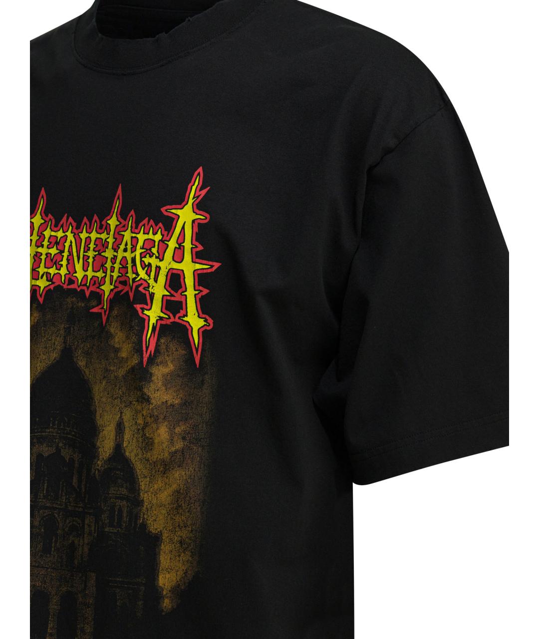 BALENCIAGA Черная хлопковая футболка, фото 4