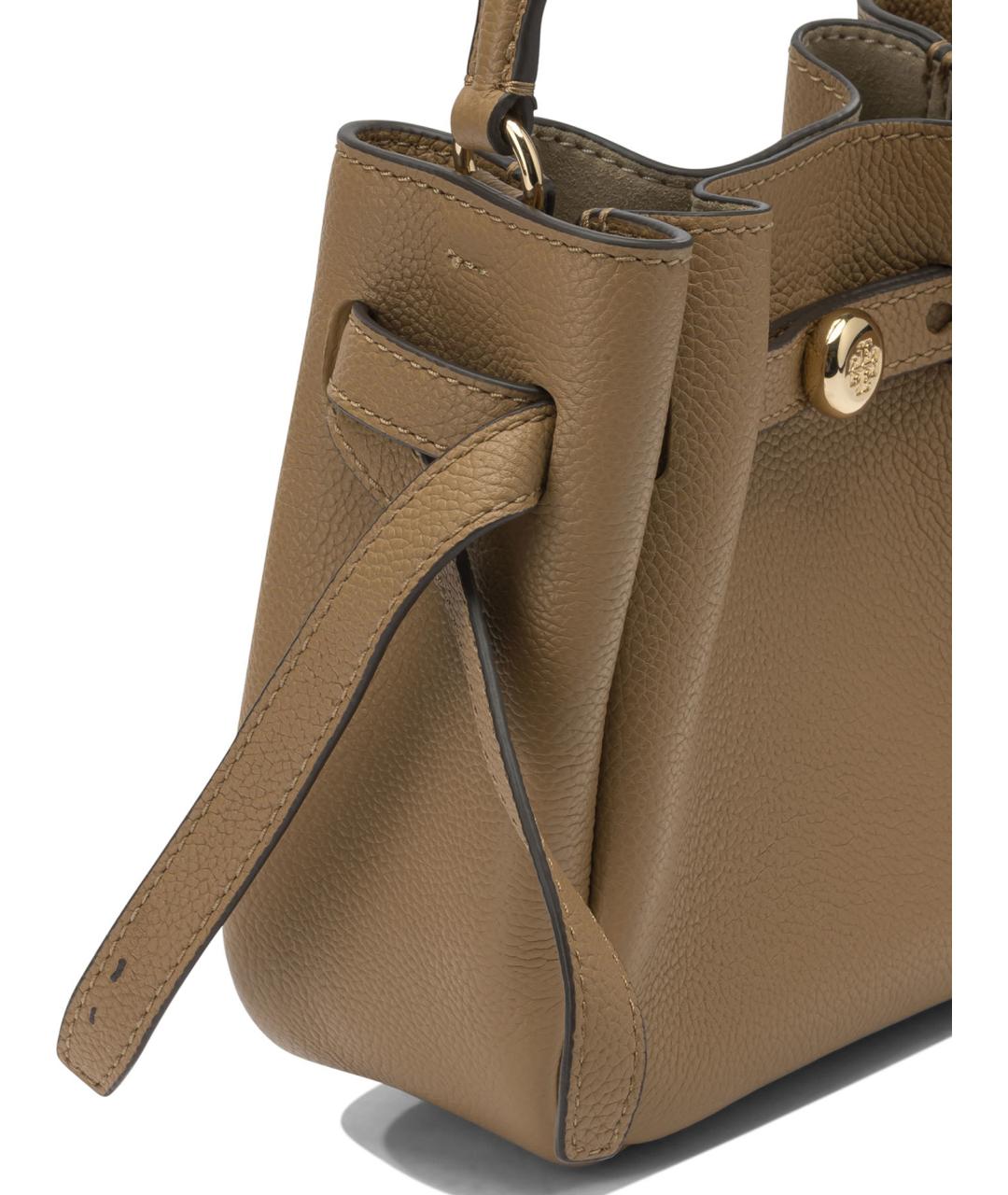 TORY BURCH Коричневая кожаная сумка с короткими ручками, фото 4