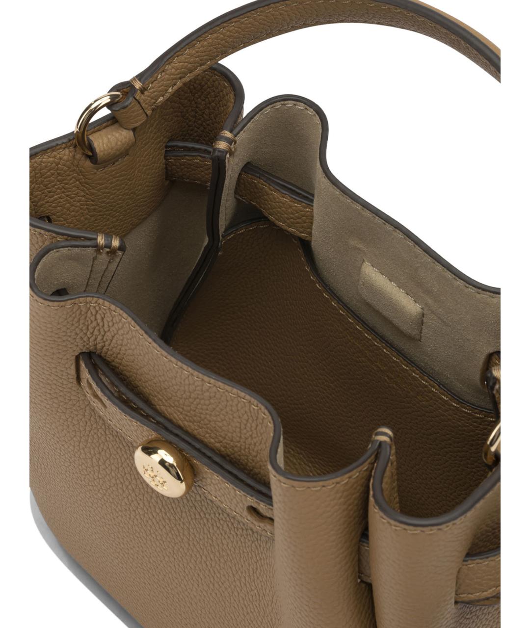 TORY BURCH Коричневая кожаная сумка с короткими ручками, фото 5
