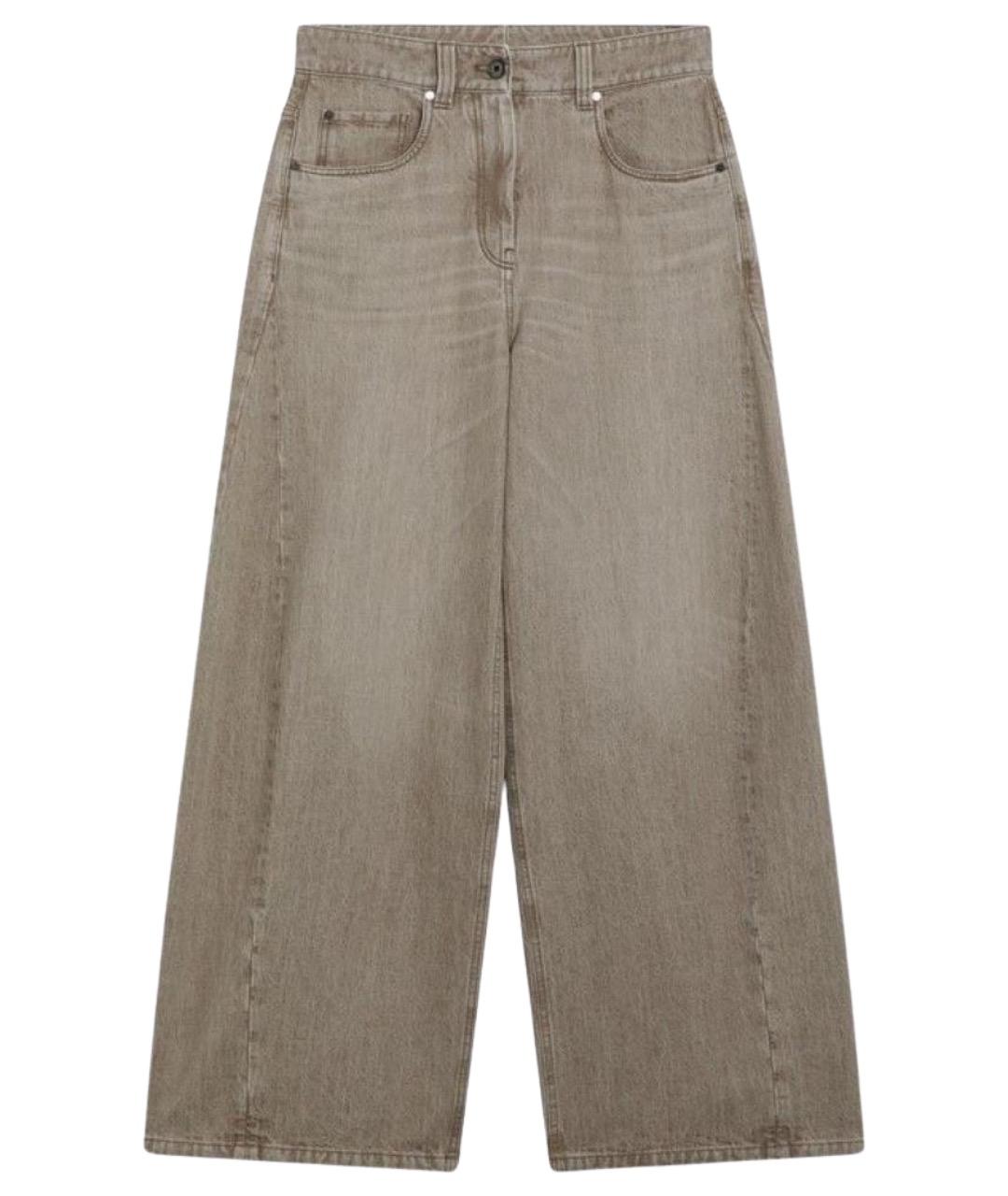 BRUNELLO CUCINELLI Бежевые хлопковые прямые джинсы, фото 1