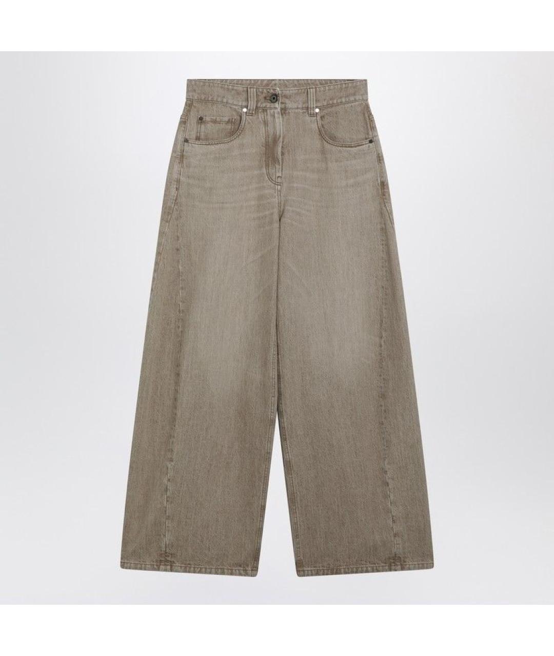 BRUNELLO CUCINELLI Бежевые хлопковые прямые джинсы, фото 3