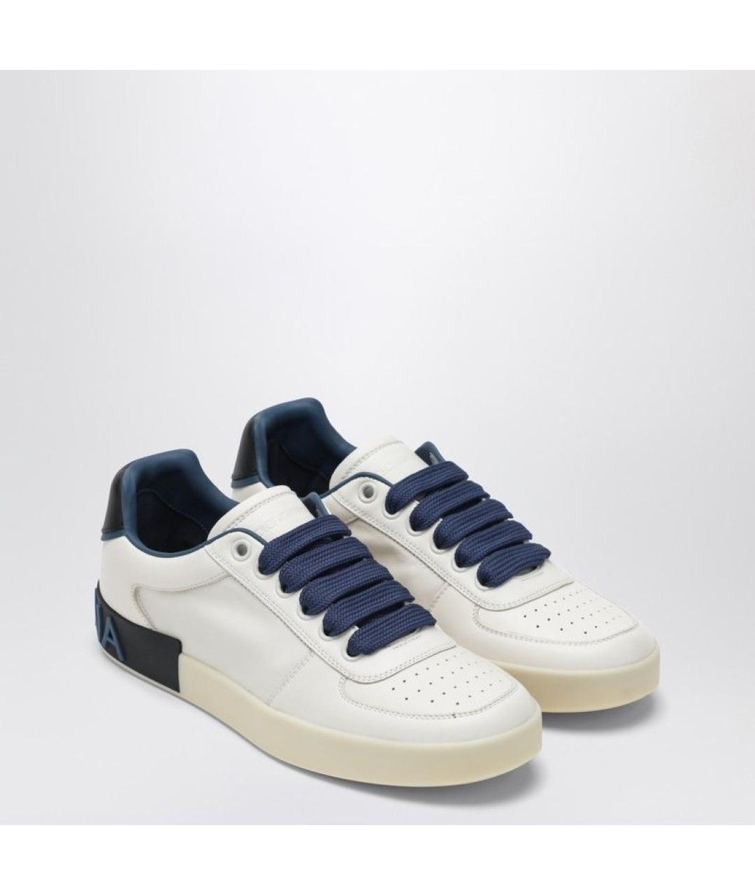 DOLCE&GABBANA Белые кожаные низкие кроссовки / кеды, фото 3