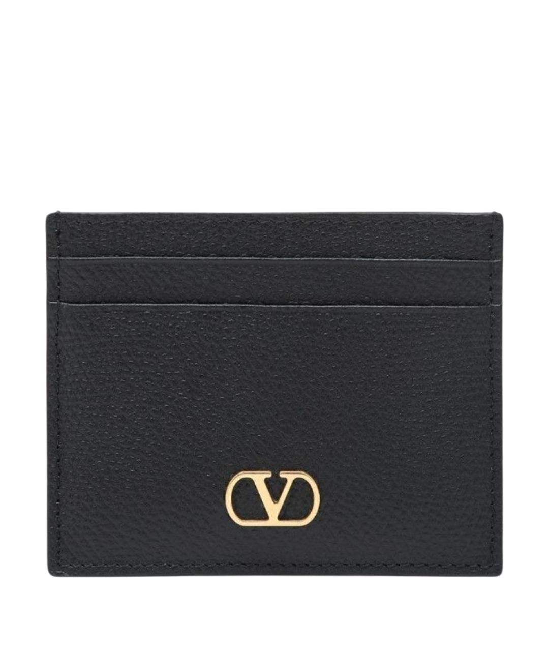 VALENTINO Черный кожаный кардхолдер, фото 1