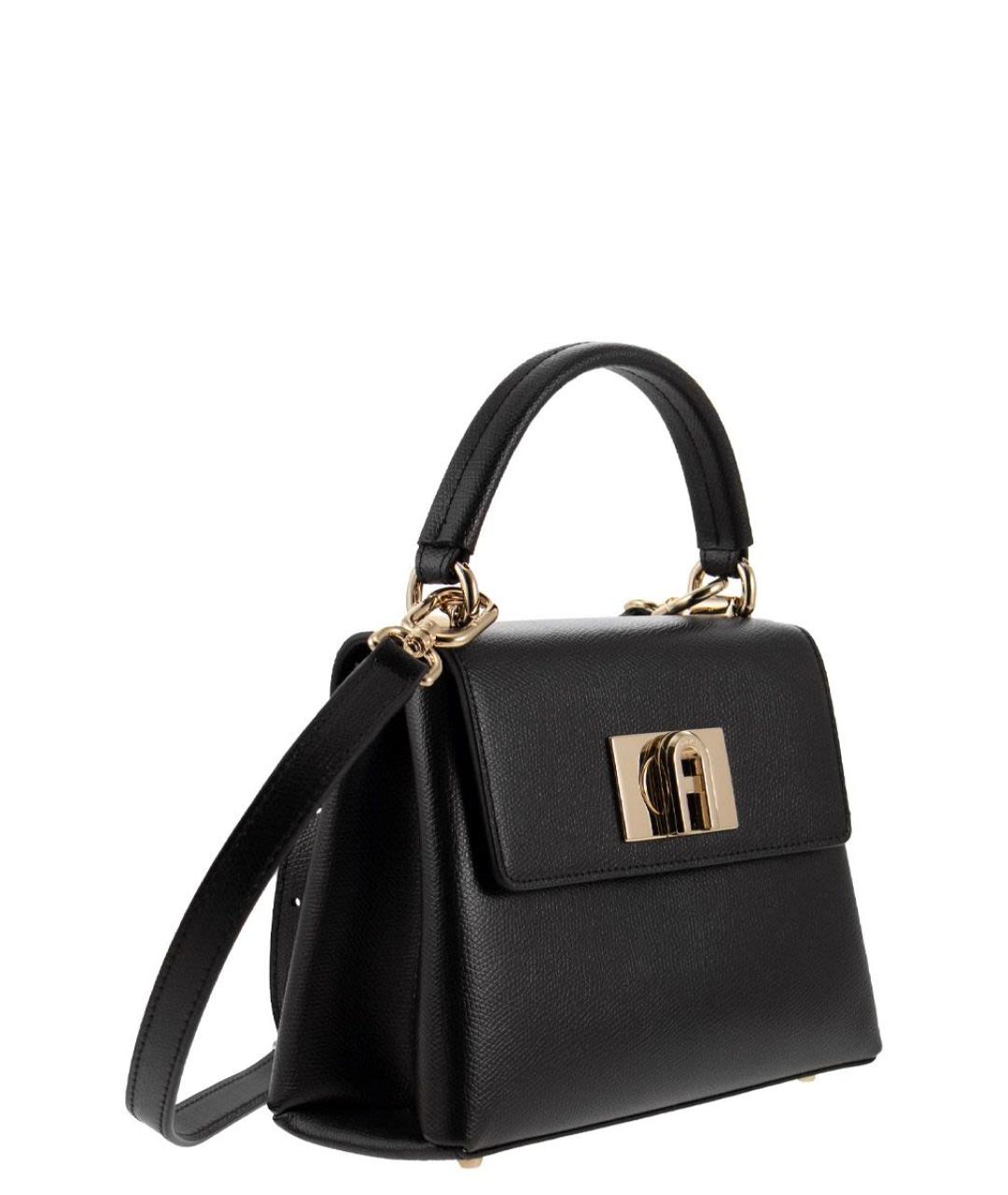 FURLA Черная кожаная сумка с короткими ручками, фото 4