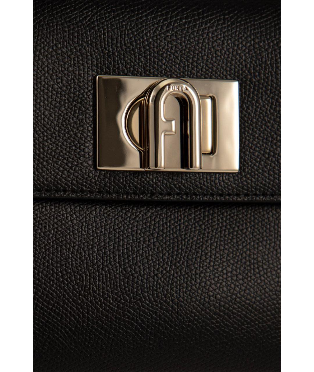 FURLA Черная кожаная сумка с короткими ручками, фото 5