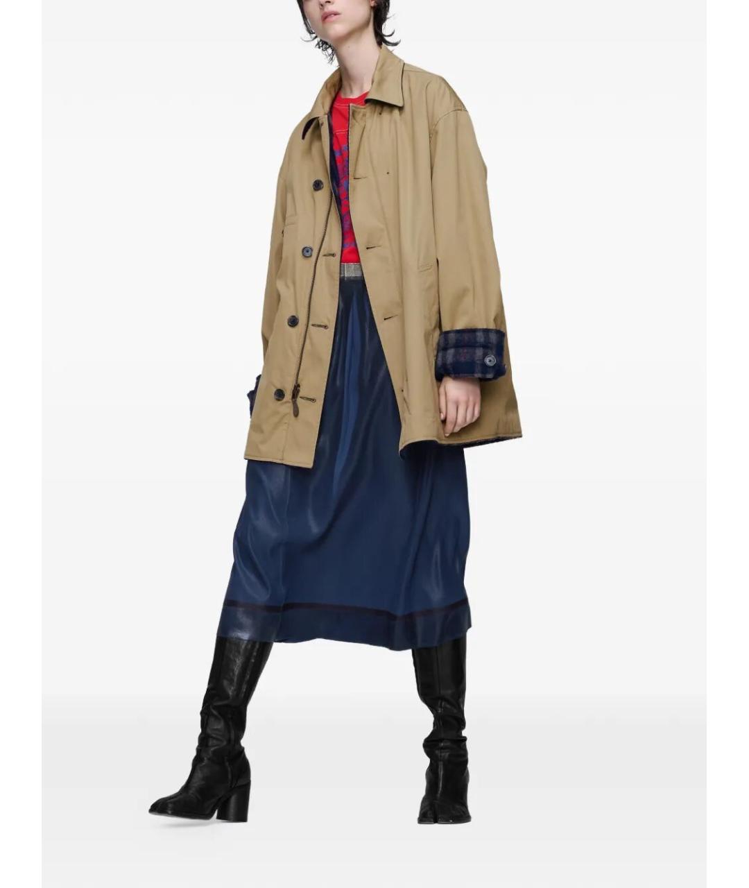 MAISON MARGIELA Синяя шелковая юбка миди, фото 2