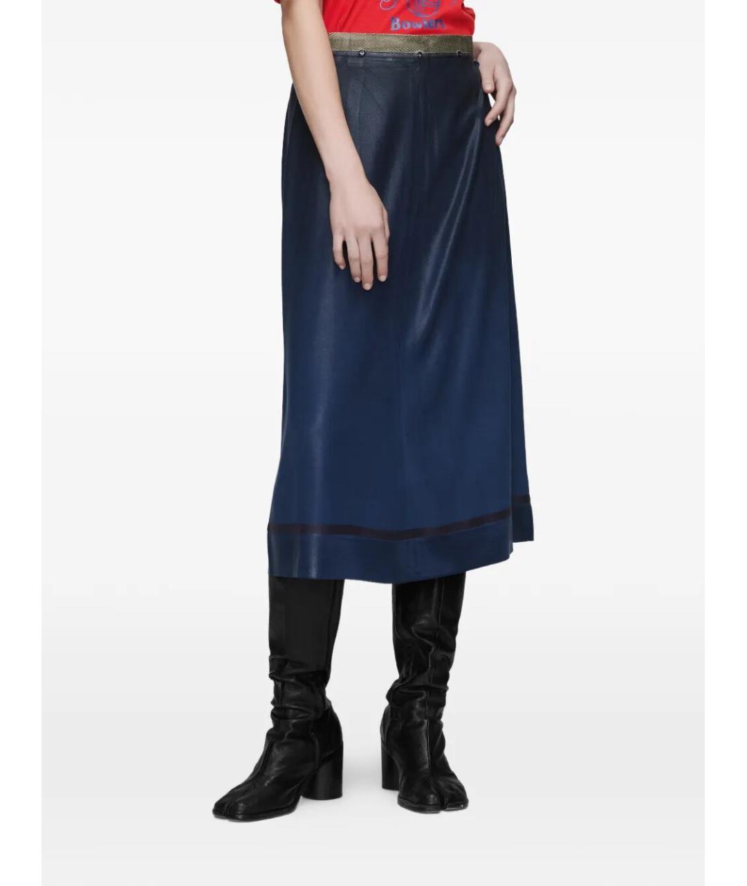 MAISON MARGIELA Синяя шелковая юбка миди, фото 4