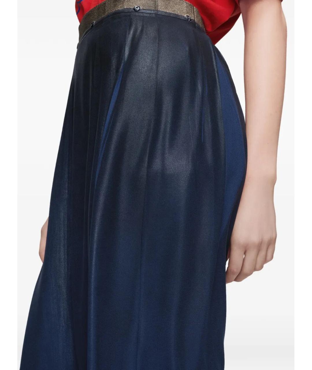 MAISON MARGIELA Синяя шелковая юбка миди, фото 3