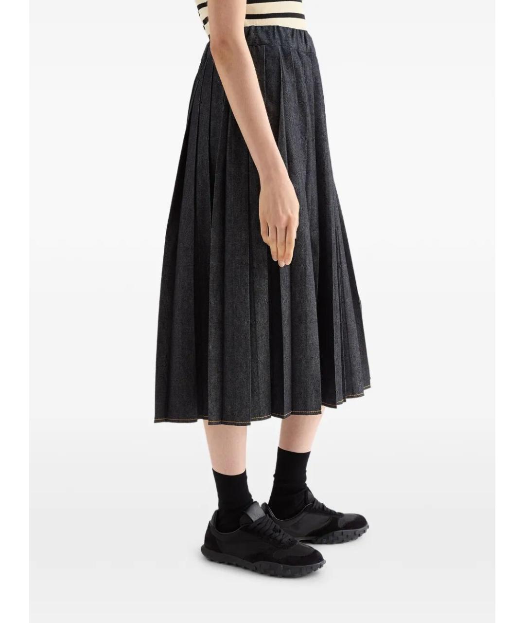 JIL SANDER Синяя хлопковая юбка миди, фото 3