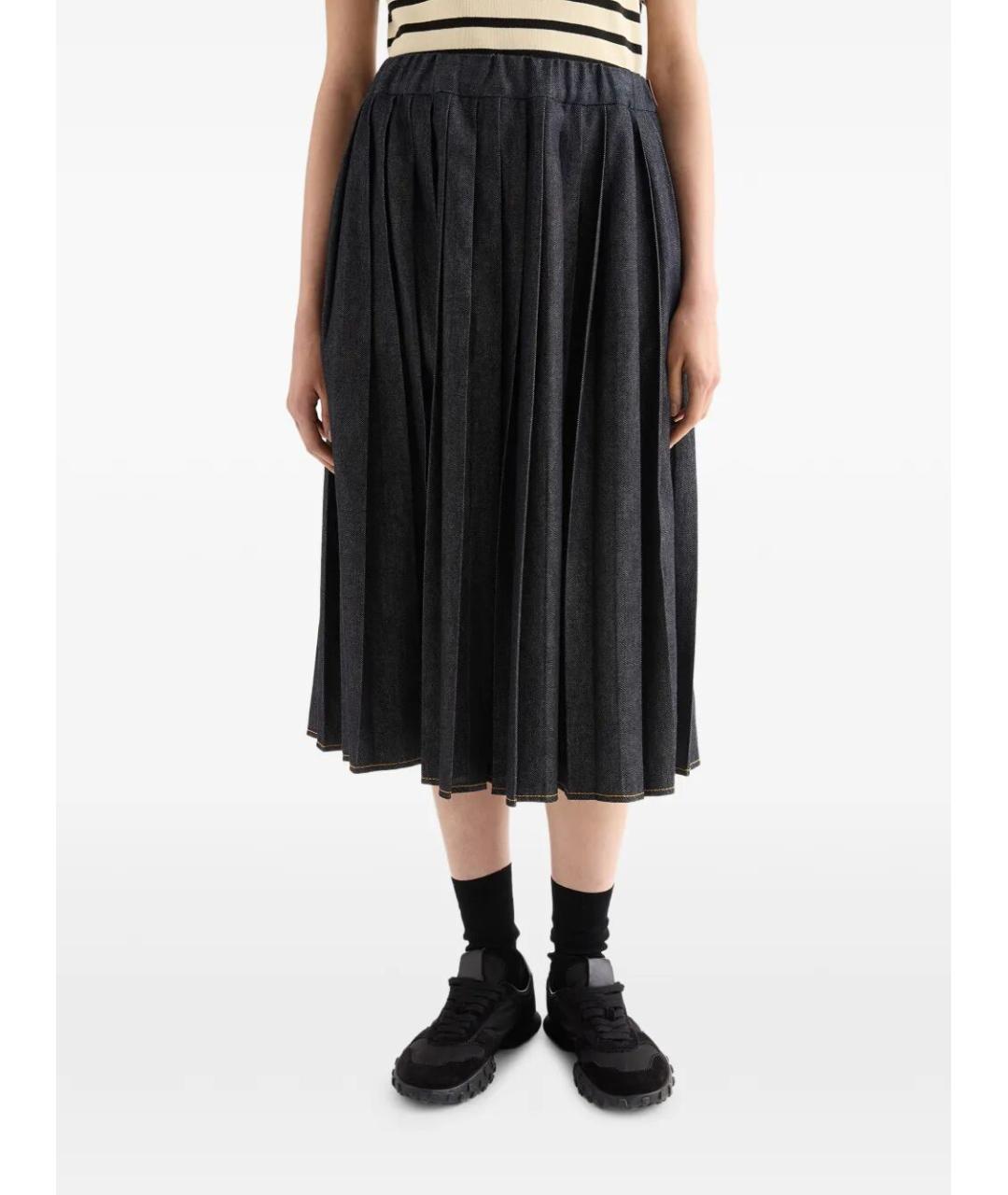 JIL SANDER Синяя хлопковая юбка миди, фото 2