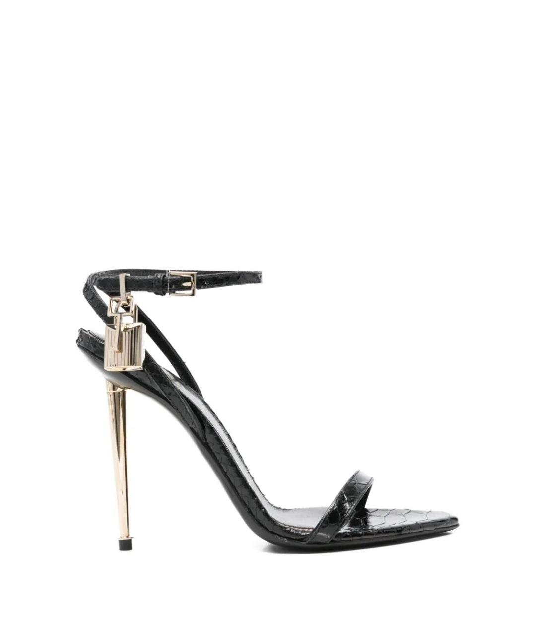 TOM FORD Черные кожаные босоножки, фото 1