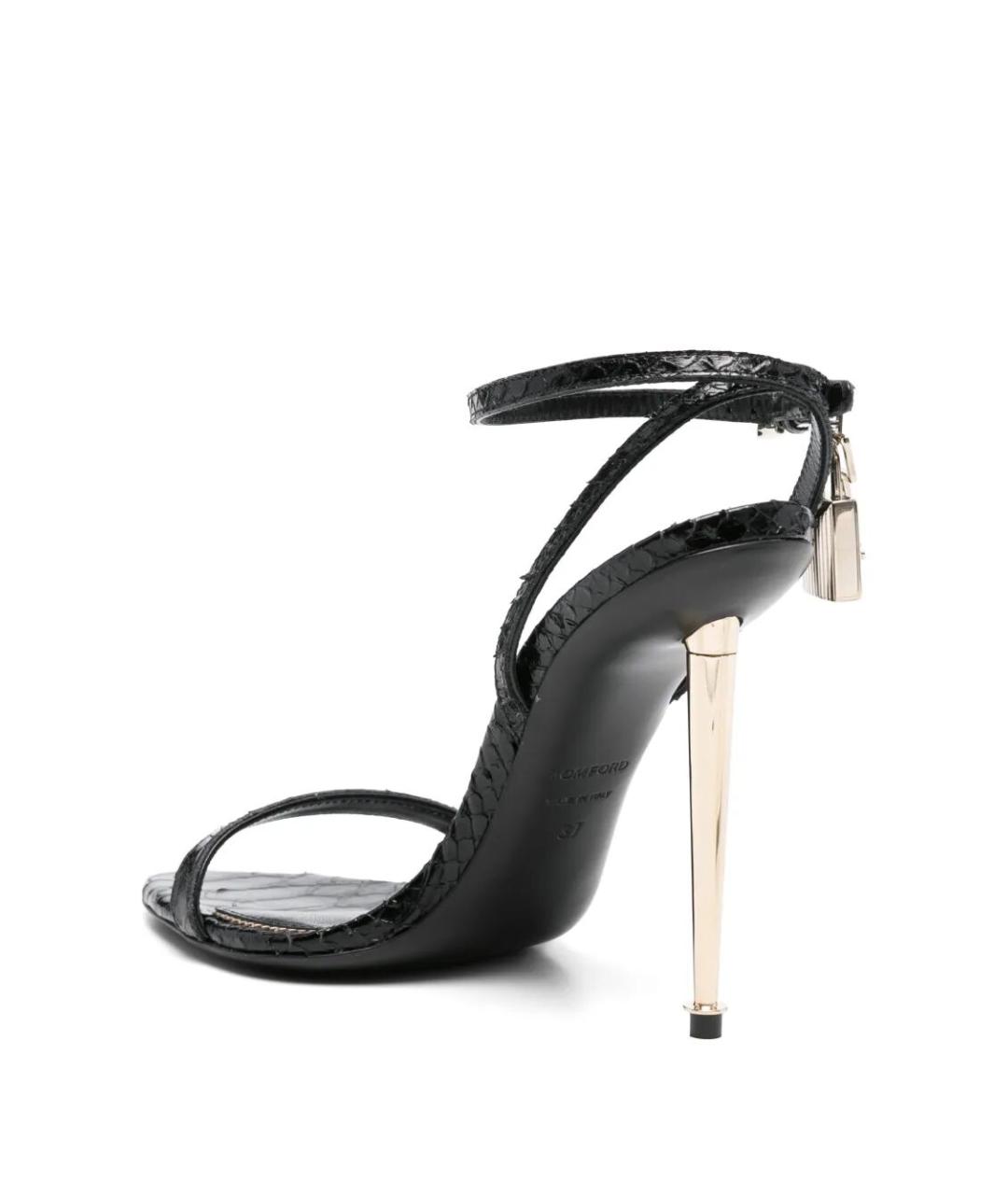 TOM FORD Черные кожаные босоножки, фото 4