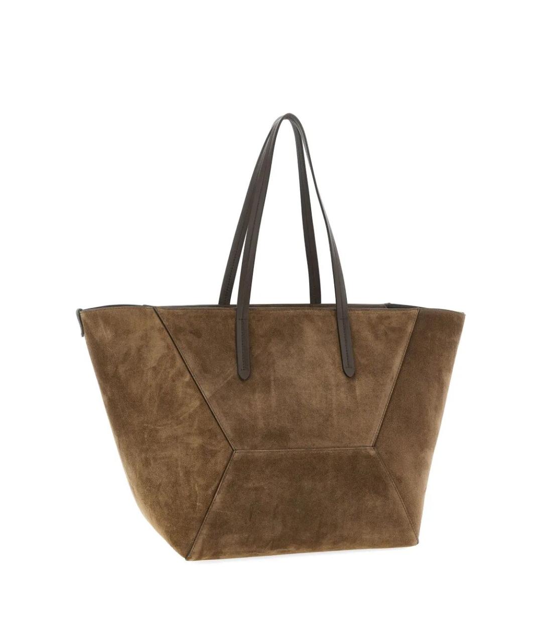 BRUNELLO CUCINELLI Коричневая замшевая сумка тоут, фото 3