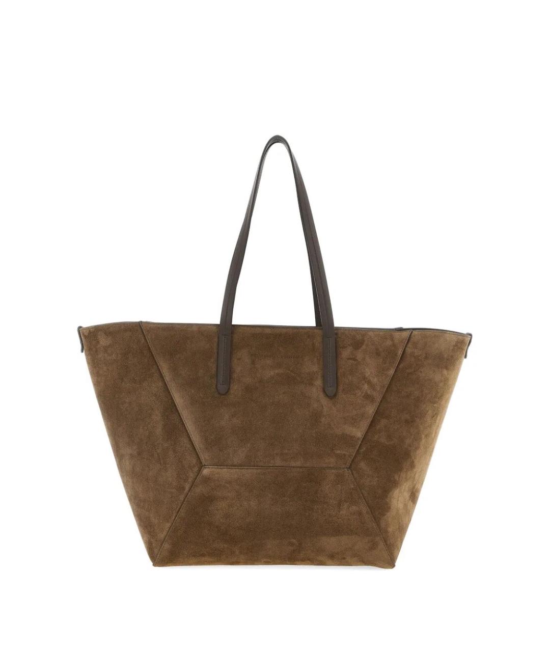 BRUNELLO CUCINELLI Коричневая замшевая сумка тоут, фото 1