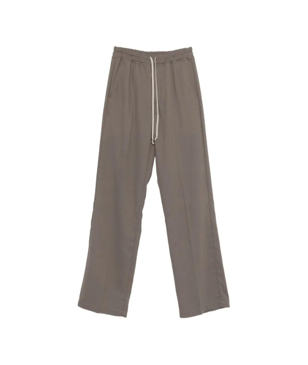 RICK OWENS Серые шерстяные повседневные брюки, фото 1
