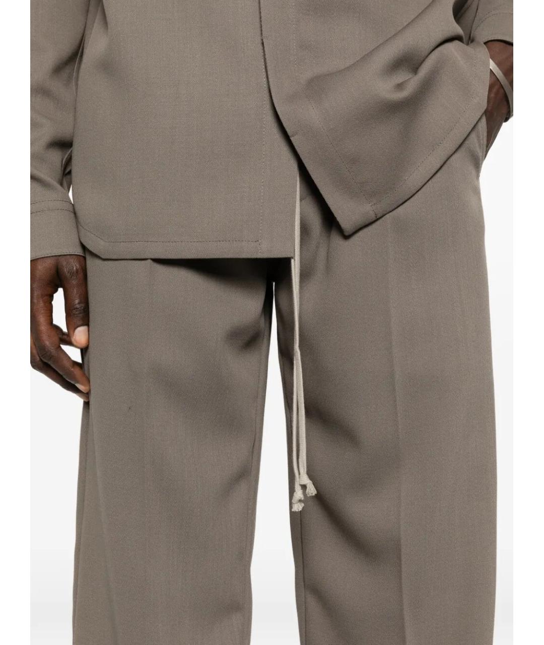 RICK OWENS Серые шерстяные повседневные брюки, фото 4