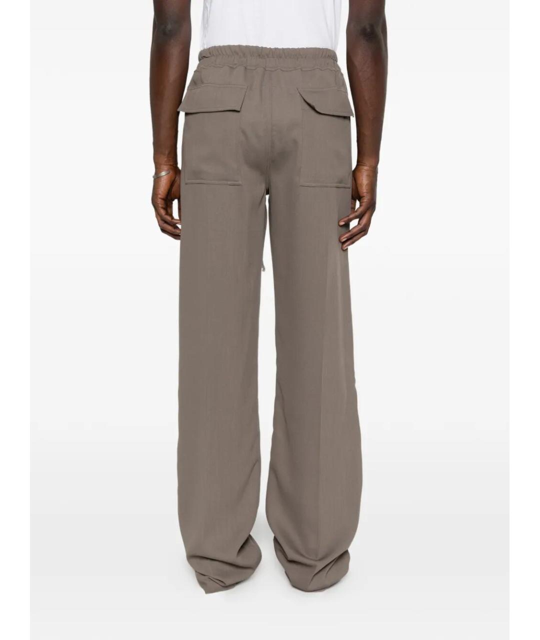 RICK OWENS Серые шерстяные повседневные брюки, фото 3