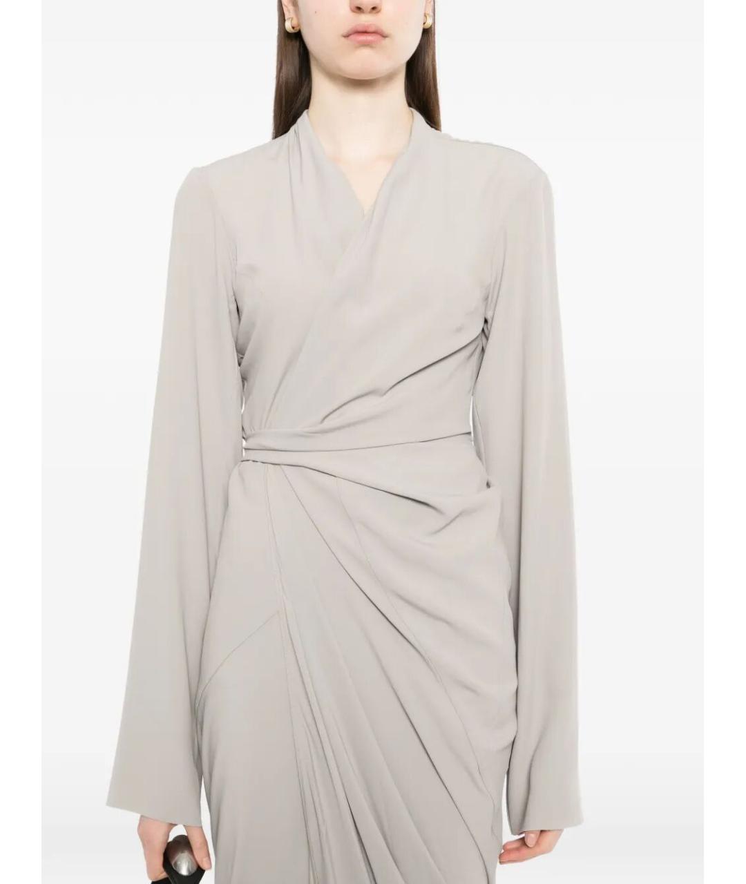RICK OWENS Серое шелковое повседневное платье, фото 4