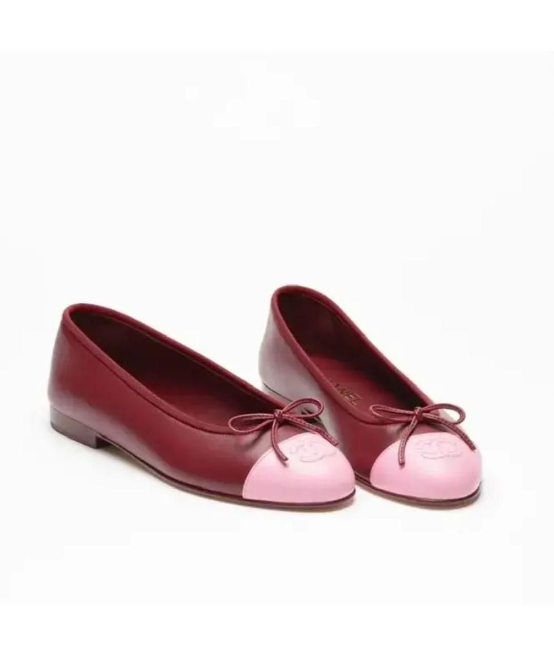 CHANEL Бордовые кожаные балетки, фото 3