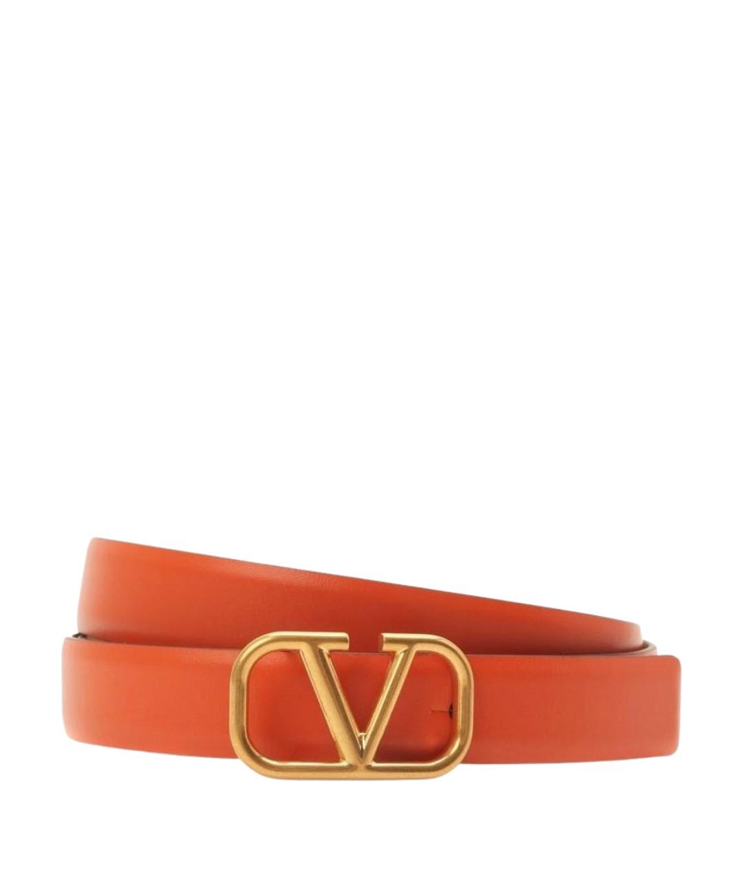 VALENTINO Оранжевый кожаный ремень, фото 1