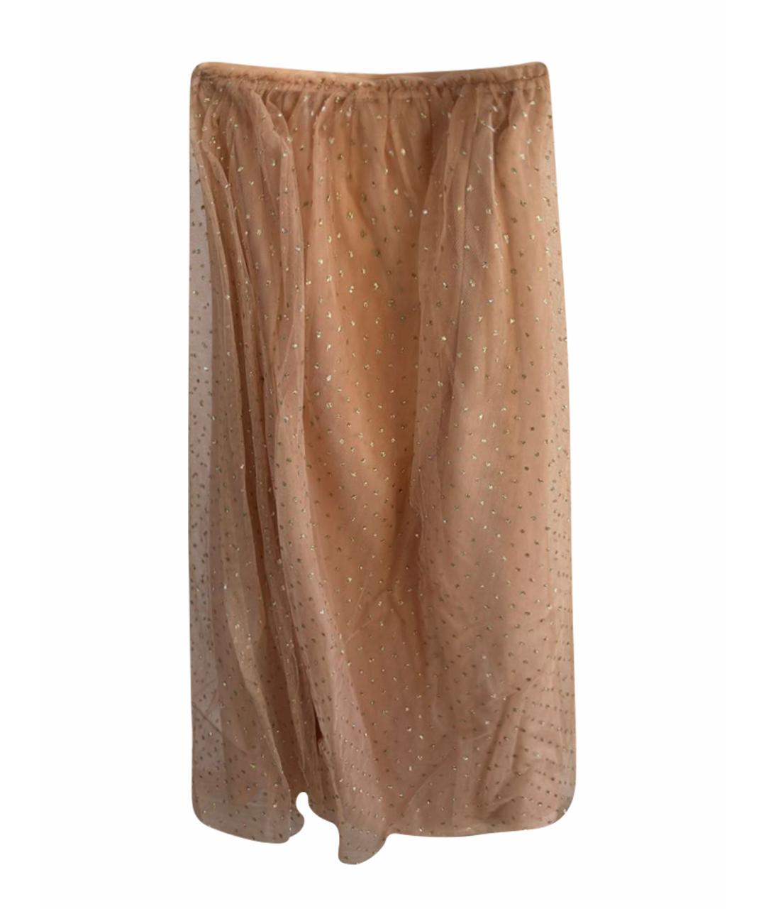 RED VALENTINO Золотая сетчатая юбка макси, фото 1