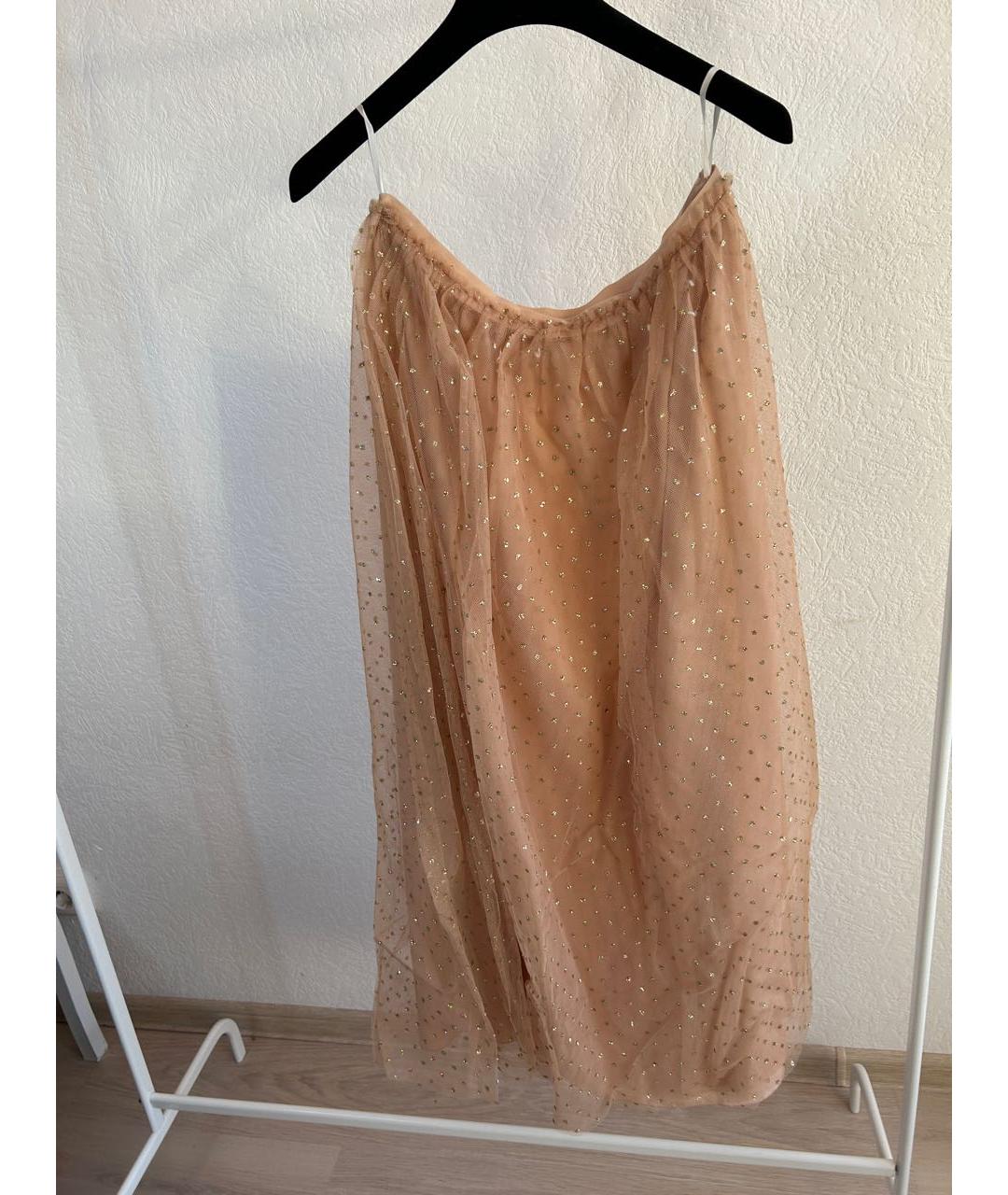 RED VALENTINO Золотая сетчатая юбка макси, фото 4