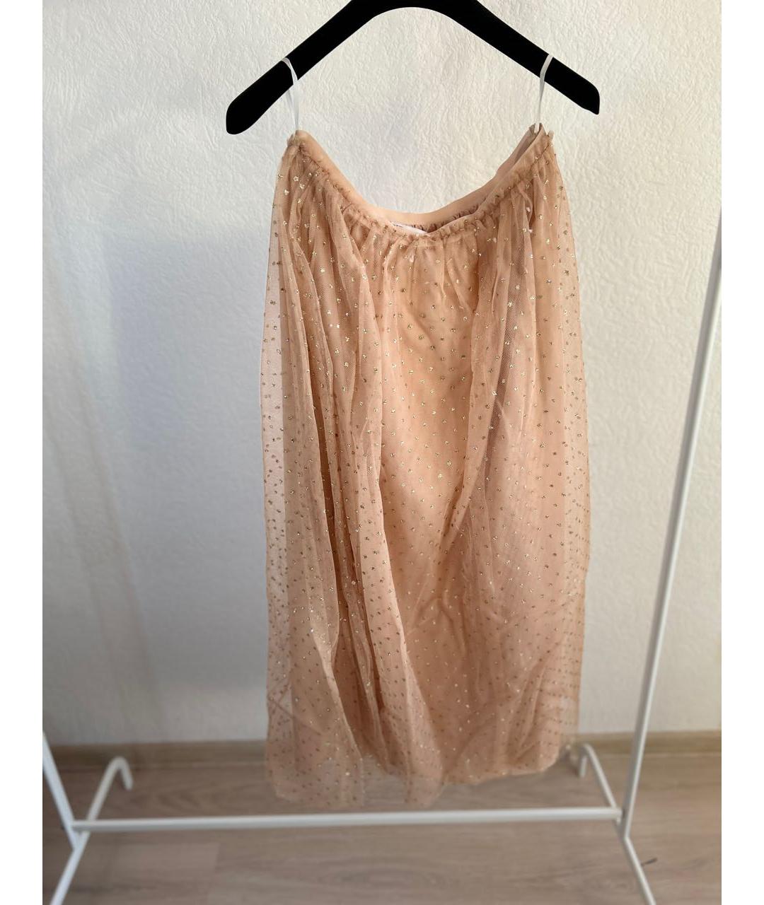 RED VALENTINO Золотая сетчатая юбка макси, фото 3