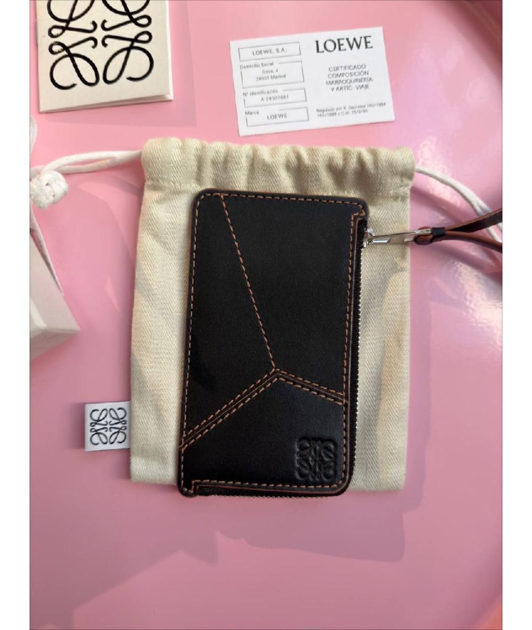 LOEWE Черный кожаный кошелек, фото 4