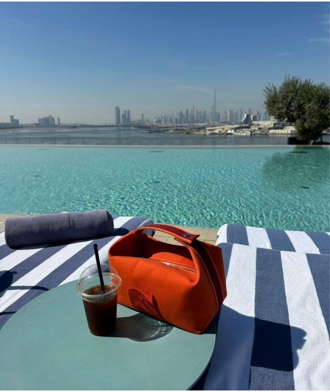 HERMES Оранжевая хлопковая барсетка, фото 3