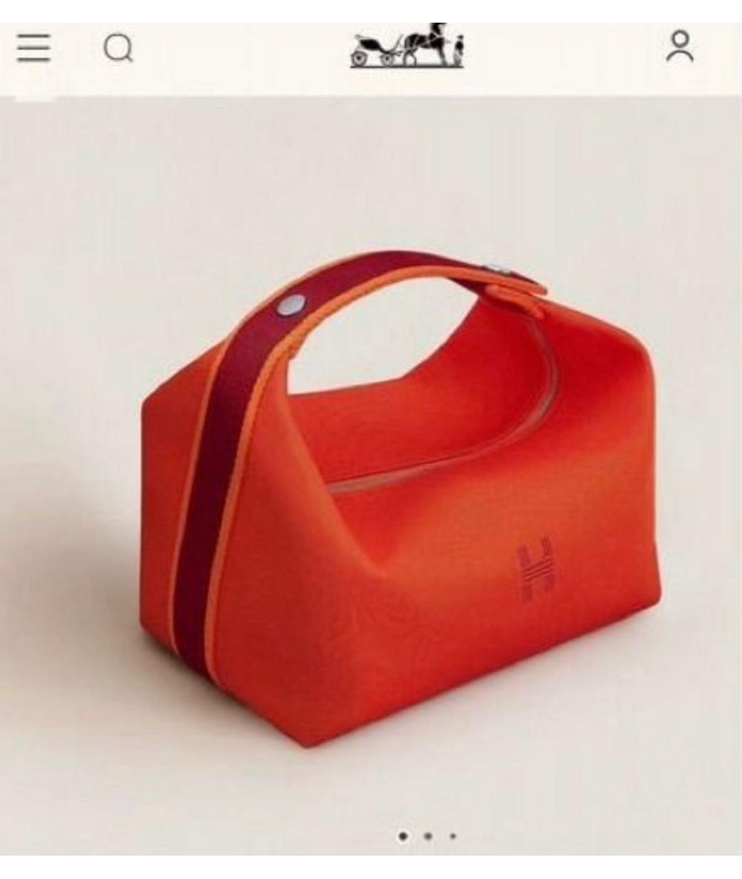 HERMES Оранжевая хлопковая барсетка, фото 4