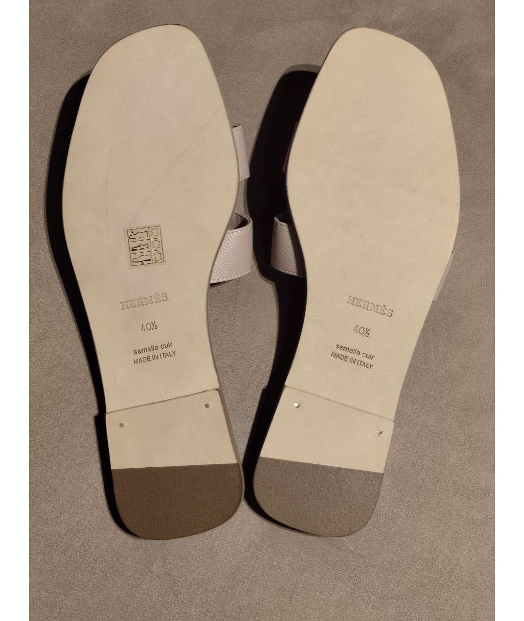 HERMES Розовые кожаные шлепанцы, фото 7