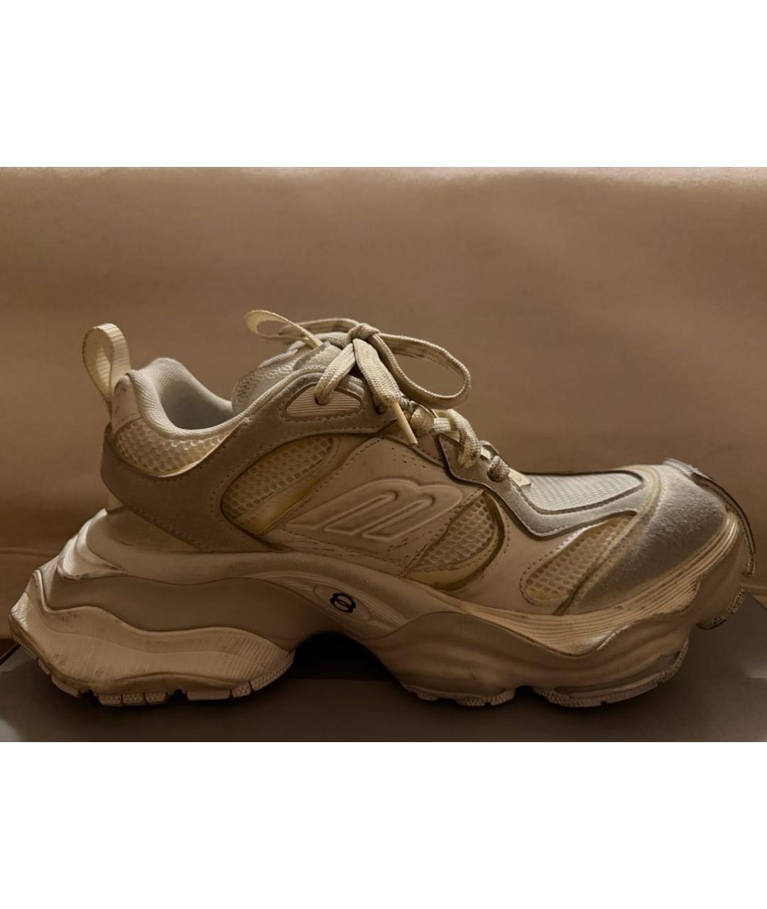 BALENCIAGA Бежевые текстильные низкие кроссовки / кеды, фото 5