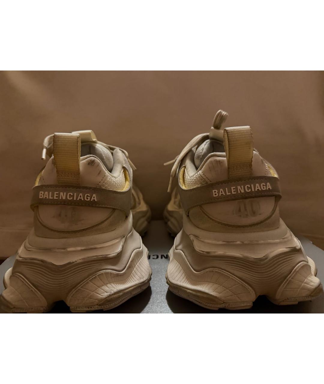 BALENCIAGA Бежевые текстильные низкие кроссовки / кеды, фото 4