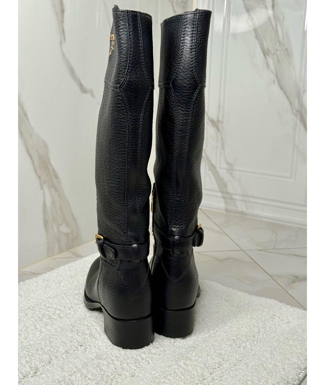 PRADA Черные кожаные сапоги, фото 4