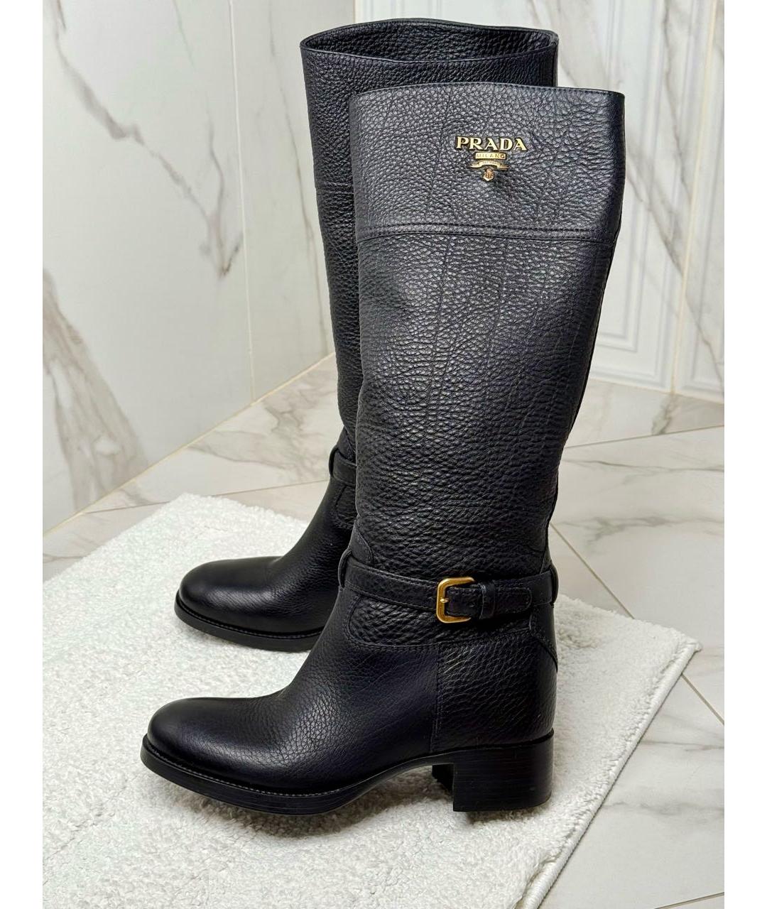 PRADA Черные кожаные сапоги, фото 2