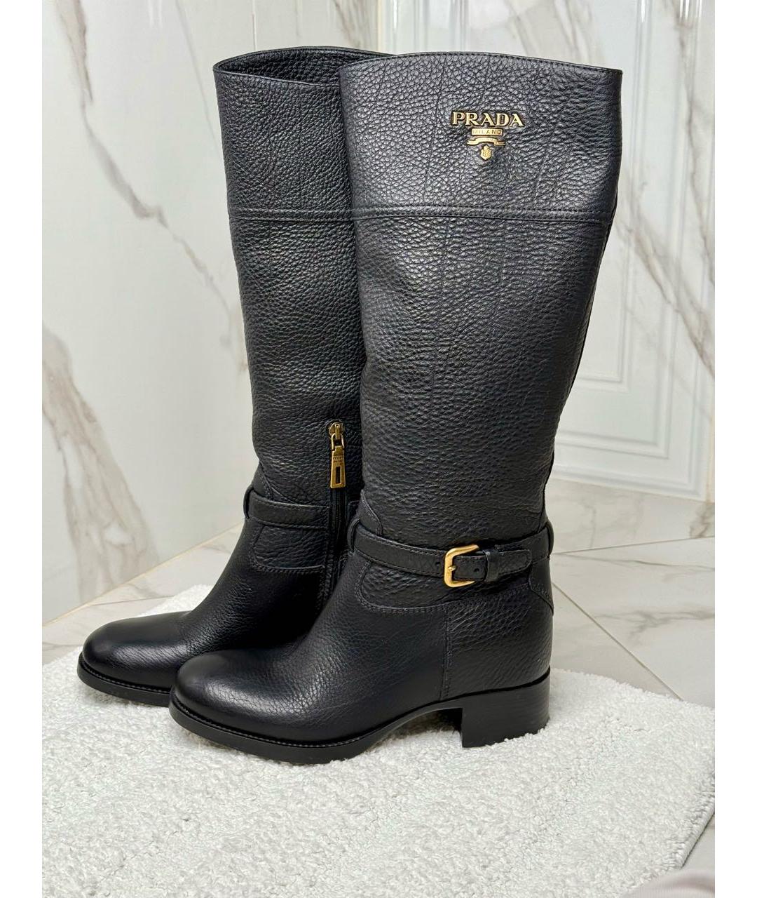 PRADA Черные кожаные сапоги, фото 8
