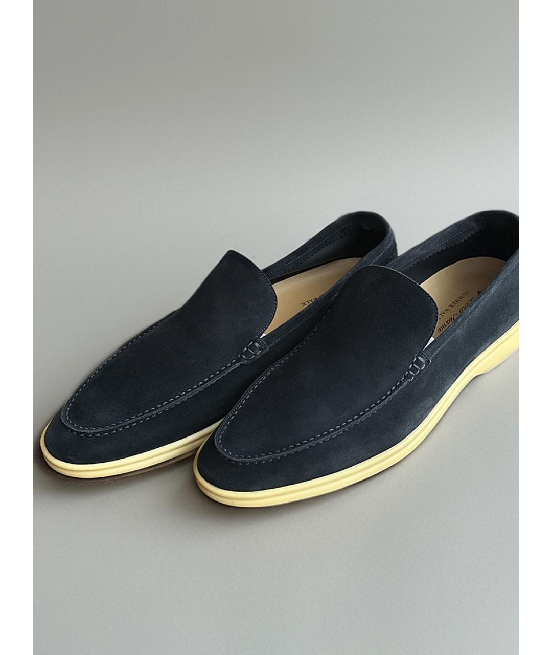 LORO PIANA Темно-синие замшевые лоферы, фото 2